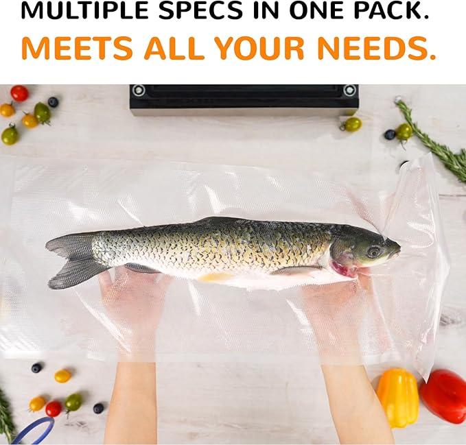All-in-One Variety Pack Vacuum Sealer Bags & Rolls ??50x 6''x10'', 70x 8''x12'', 2 Rolls 11''x20', 2 Rolls 8''x20' ??Premium Commercial-Grade for Food Storage, Meal Prep, & Sous Vide, Wevac