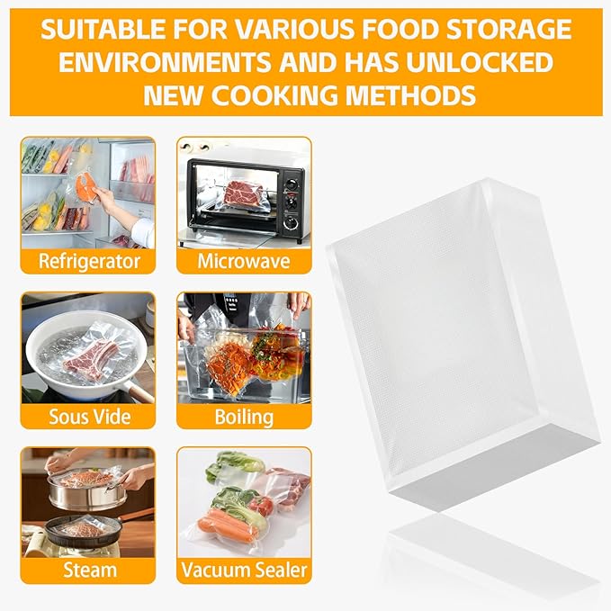 Vacuum Sealer Bags 10x7 Inch (20 PCS) - Heavy-Duty Commercial Grade, BPA-Free Reusable & Puncture-Resistant | Perfect for Food Storage, Sous Vide Cooking & Freezer Safe