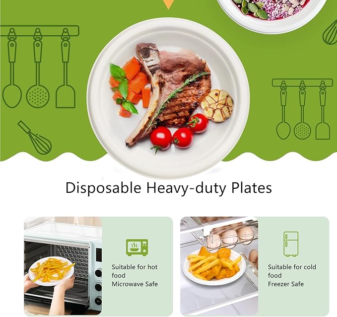 6 Inch Dessert Paper Plates, 200 Pack Disposable Compostable Small Plates Made from Sugarcane Fibers, Eco-Friendly, White
