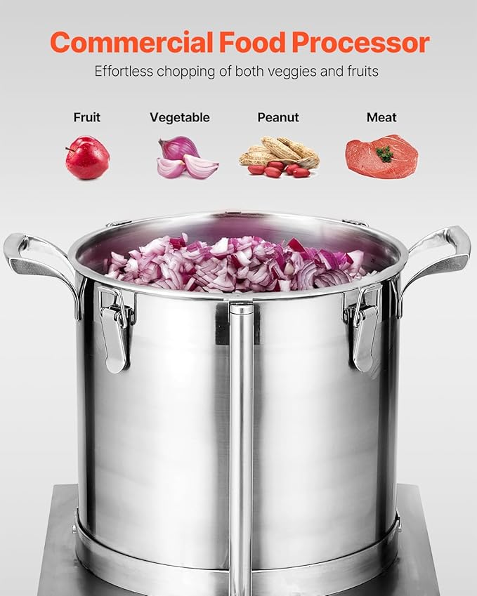 VEVOR Food Processor & Vegetable Chopper, 15.9 Quart Food-Grade Stainless Steel Food Processor Chopper with 2 Extra S-Curve Blades, Ideal for Chopping Vegetables, Fruit, Grains, Nuts