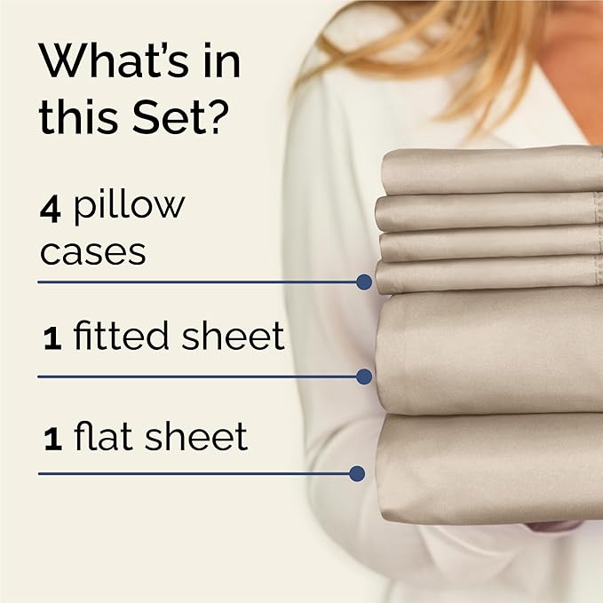 King 6 Piece Sheet Set - Cooling & Breathable Bed Sheets - Hotel Luxury Bed Sheets for Women, Men, Kids & Teens - Comfy Bedding with Deep Pockets & Easy Fit - Soft and Wrinkle Free - King Cream Sheets