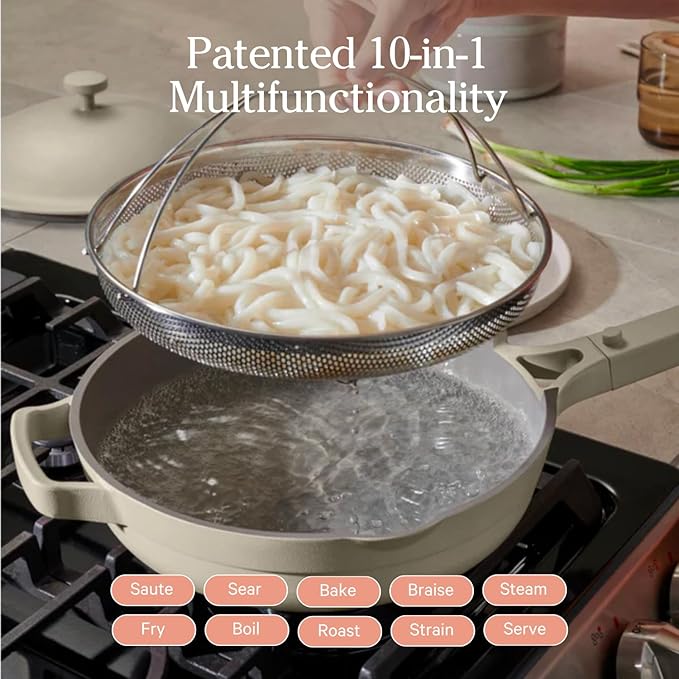 Our Place Always Pan 2.0 | 10.5" Ceramic Pan with Modular Lid, Steamer Basket & Spatula | Patented 10-in-1 Nonstick, Non-Toxic Cookware Made Without PFAS | Induction & Oven-Safe up to 450째F | Steam