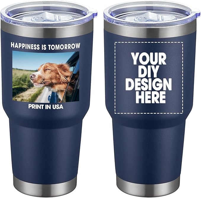 SMLIXE Personalized Coffee Tumbler Print in USA 30oz Stainless Steel Double Wall Insulated Coffee Cup With Text Photo Logo