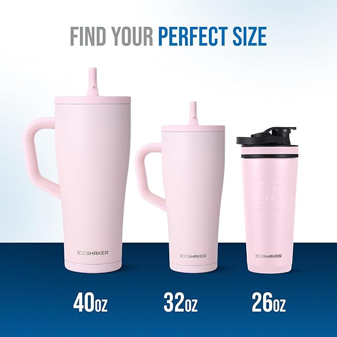 Ice Shaker 32 oz Tumbler with Handle and Straw | 32oz Oakley | Cold for 30+ Hours | 2-in-1 Tumbler Shaker Bottle | Odor-Free 32 ounce Bottle for Water, Protein Shakes, Smoothies, Cocktails