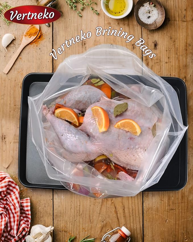 Turkey Brine Bags, 26"횞22", 2 Pack, Holds up 35lbs, Thicker Brining Bags with Double Zip Lock & 2 Cotton Strings, Extra Large Brine Bag Fits for Turkey, Chicken, Beef, Fish, Lamb, Pork