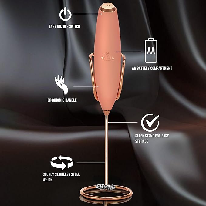 Zulay Kitchen Executive Series Luxury Gift Milk Frother with 4 Duracell Batteries ??Handheld Electric Foam Maker for Coffee, Lattes & Hot Chocolate ??Deluxe Finish, Ultimate Gift for Coffee Lovers