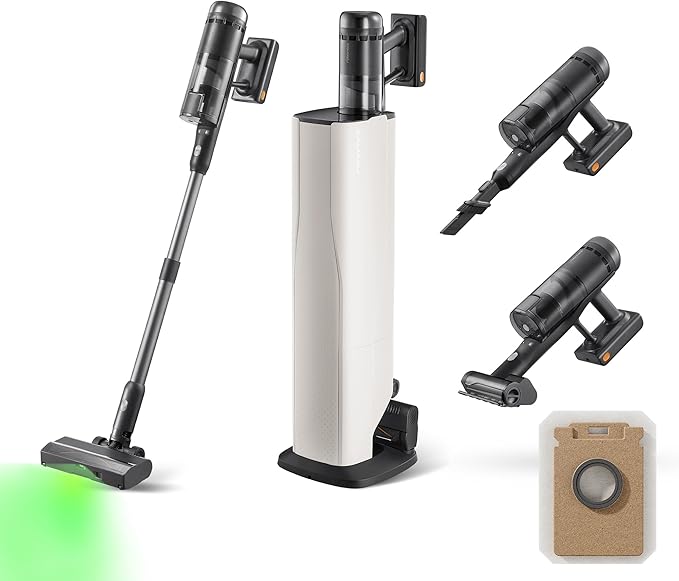 roborock H60 Hub Ultra Cordless Vacuum Cleaner with Auto-Empty Dock, Upgraded 210AW Suction Stick Vacuum Cleaners for Home and Pet Hair, 90-Min Runtime, Anti-Tangle Brush, 140째 LED Dust Detection