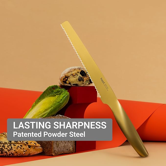 HAST Edition 8-Inch Serrated Bread Knife, Ultra-Sharp Professional Bread Slicing Knife, Advanced Powder Steel, Lightweight, Comfortable Ergonomic & Award-Winning Design (Glossy Stainless)
