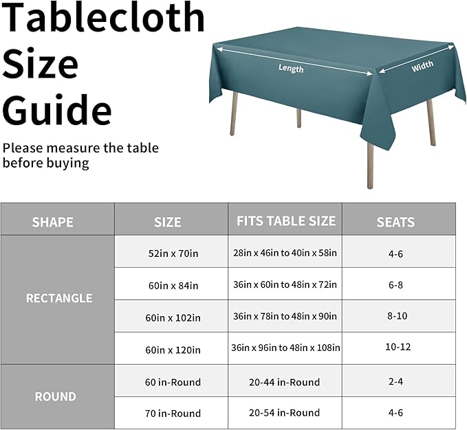 Easy-Going Faux Linen Waterproof Spill-Proof Tablecloth Stain Resistant Rectangle Table Cloth Wrinkle Free Decorative Fabric for Kitchen, Dining, Party, Weddings, Restaurants (60x84 in, Turquoise)