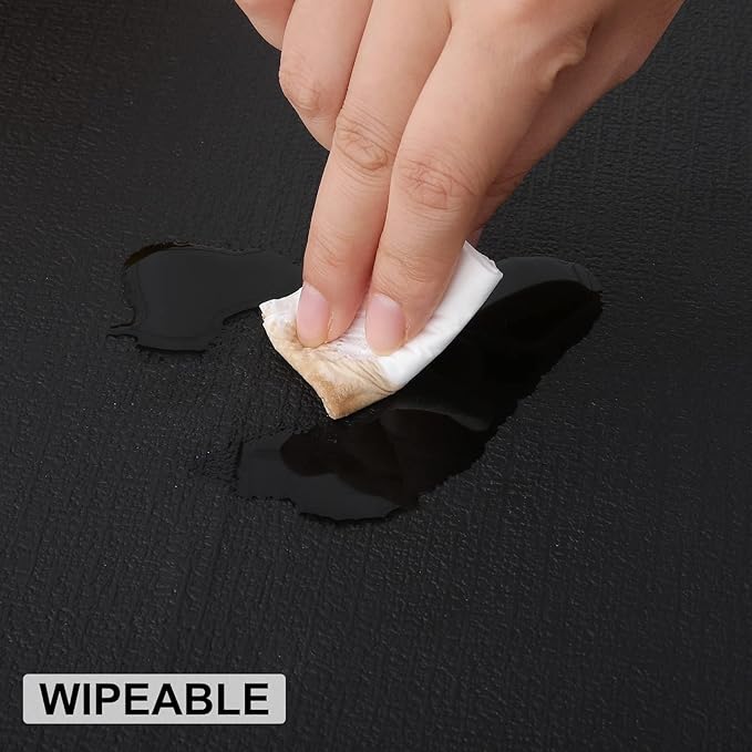 homing Faux Leather Heat Resistant Placemats 6 Packs, Waterproof Wipeable Dining PU Place Mats for Indoor & Outdoor, Easy to Clean, Black