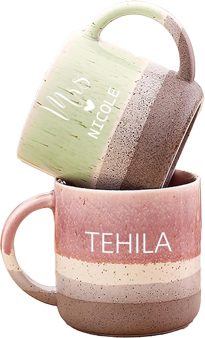 Personalized Engraved Ceramic Coffee Mug, Customized Mugs with Name & Logo for Family Dad Mom Engraved Tea Cup for Travel, Microwave Dishwasher, Unique Design Bithday Gift for Teacher Couples