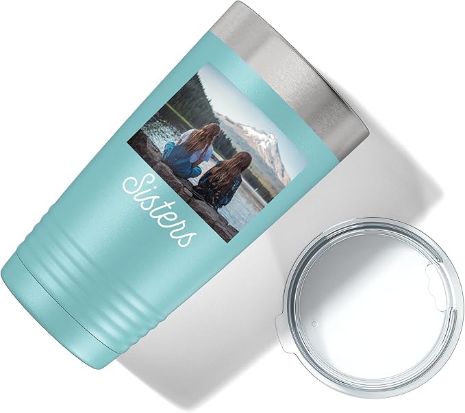 Personalized 20oz (17 Colors) Photo Picture Printed Insulated Stainless Steel Powder Coated Tumbler with Lid ??Customized Mom Mother's Day Gift Gift for Men, Custom Mum Women Dad Men (Teal)