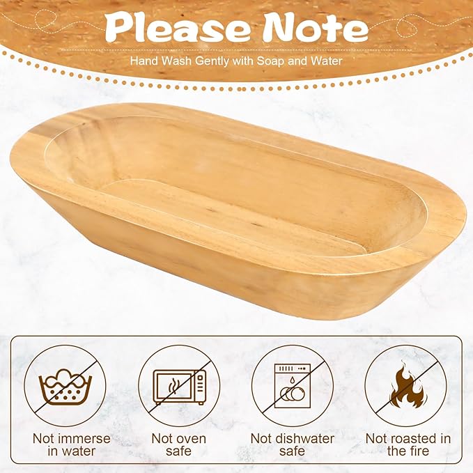 Nuogo 10 Pack Wooden Dough Bowls Bulk 12.5 Inch Rustic Dough Bowls for Wedding DIY Candle Home Crafts Making Farmhouse Fruits Supplies Decoration(Khaki)