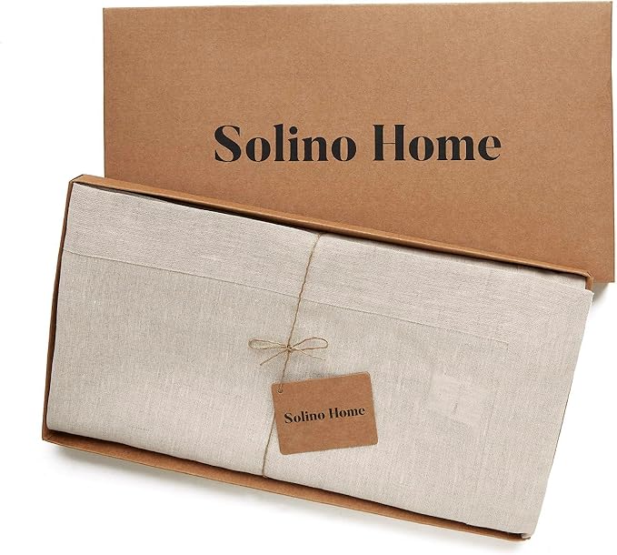 Solino Home Linen Tablecloth 54 x 72 Inch - 100% Pure Linen Light Natural Table Cloth for Rectangular Tables - Athena, Machine Washable Cloth Tablecloth for Spring, Easter