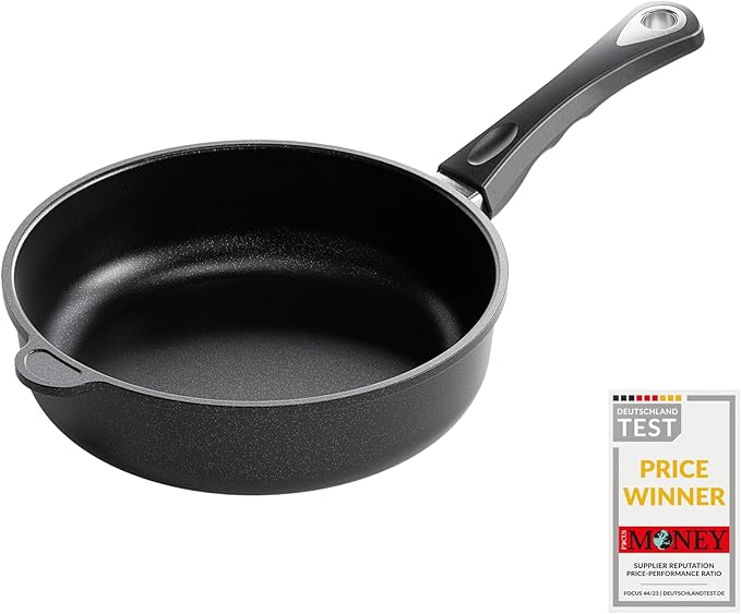 AMT Gastroguss The World쨈S [.] Casserole Frying pan for Induction, Diameter 24 cm, Height 7 cm, die-cast Aluminium, Lotan짰 Non-Stick Coating for Fat-Free-Frying, AMZN-I-724-US