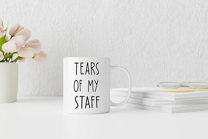 QASHWEY Tears of My Staff Mug, Funny Boss Gifts Coffee Mugs, Bosses Day BossGifts Staff Gift Tea Cup Gifts for Boss Women Men, Funny BossCoffee MugCoffee Cups Ceramic 11oz
