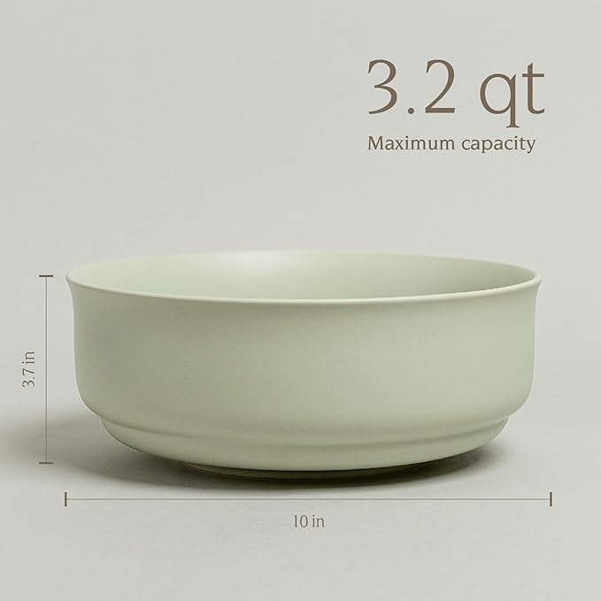 over&back Rim Serving Bowl - Stoneware Dishes - All-Occasion Place Settings - Perfect for Salads, Pastas, Snacks, and More - 10" x 10" x 3.7" - Semi-Matte Sage