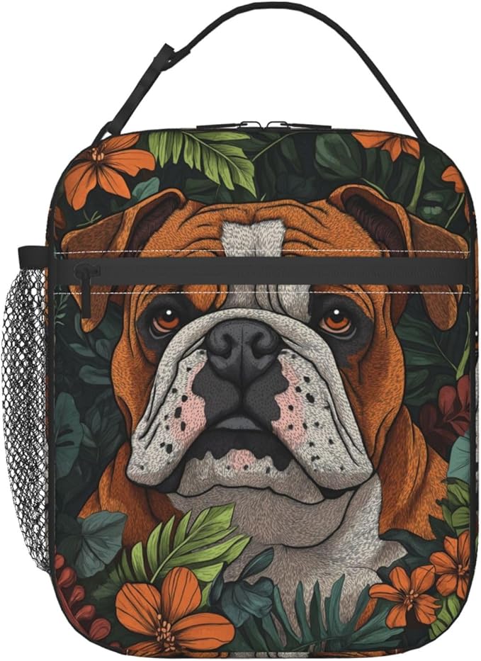 VANZEV Insulated Lunch Box for Women Men, Bulldog Theme Lunch Box Reusable Portable Lunch Bag Cooler Tote Waterproof Lunch Container for Office Picnic Work Travel Hiking