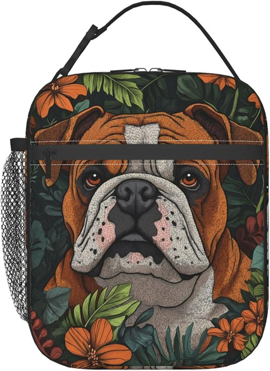VANZEV Insulated Lunch Box for Women Men, Bulldog Theme Lunch Box Reusable Portable Lunch Bag Cooler Tote Waterproof Lunch Container for Office Picnic Work Travel Hiking