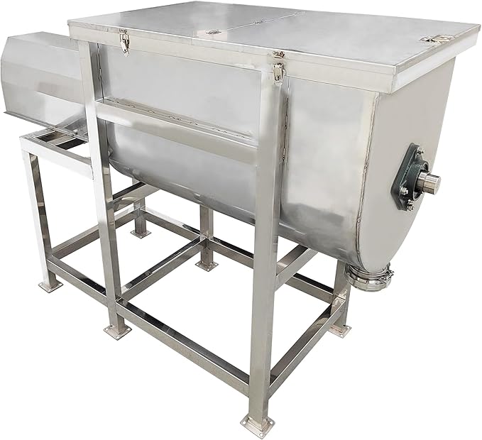 Dry and Wet Horizontal Mixer 220V 2.2KW, 200KG Capacity, 304 Stainless Steel Spiral Mixer for Feed/Plastic/Fertilizer/Sauce