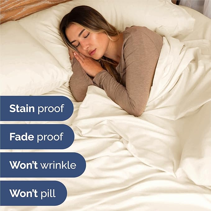 Twin 4 Piece Sheet Set - Cooling and Breathable Bed Sheets - Hotel Luxury Bed Sheets for Women, Men, Kids & Teens - Bedding with Deep Pockets & Easy Fit - Soft and Wrinkle Free - Twin Off White Sheets