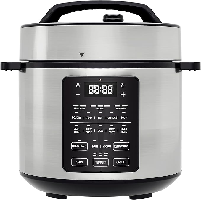 NEWBULIG 6 Quart Electric Pressure Cooker, Stainless Steel Multi Cooker Pressure, 12-in-1 Slow Cooker for Rice, Meat Stew, Porridge, Multigrain, Steam, Yogurt Maker