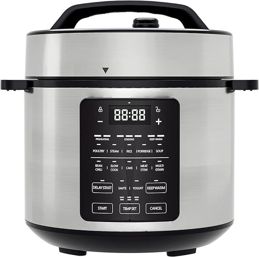 NEWBULIG 6 Quart Electric Pressure Cooker, Stainless Steel Multi Cooker Pressure, 12-in-1 Slow Cooker for Rice, Meat Stew, Porridge, Multigrain, Steam, Yogurt Maker