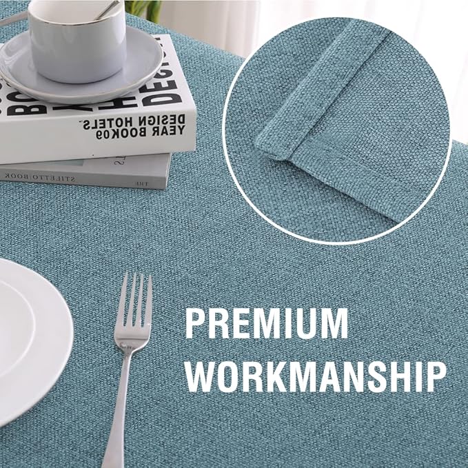 H.VERSAILTEX Linen Textured Tablecloth 54 x 54 Waterproof Decorative Table Cloth Spill-Proof Linen Look Cover for Party Table Extra Soft and Thick Fabric Wrinkle Free, Heather Stone Blue