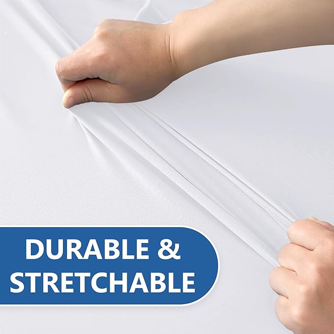 Enjoyidea Spandex Table Cloths for 8 Foot Rectangle Tables-6 Pack Fitted Stretch White Table Covers-Elastic Folding Tablecloths for Party, Vendor Booth Display, Banquet Buffet Event, Craft Trade Show