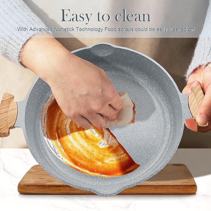 2-In-1 Ceramic Nonstick Deep Frying Pan Skillet, 12.5 Inch Saute Pan with Lid Non Toxic, PTFE & PFOA Free, Compatible with All Stovetops- Blue