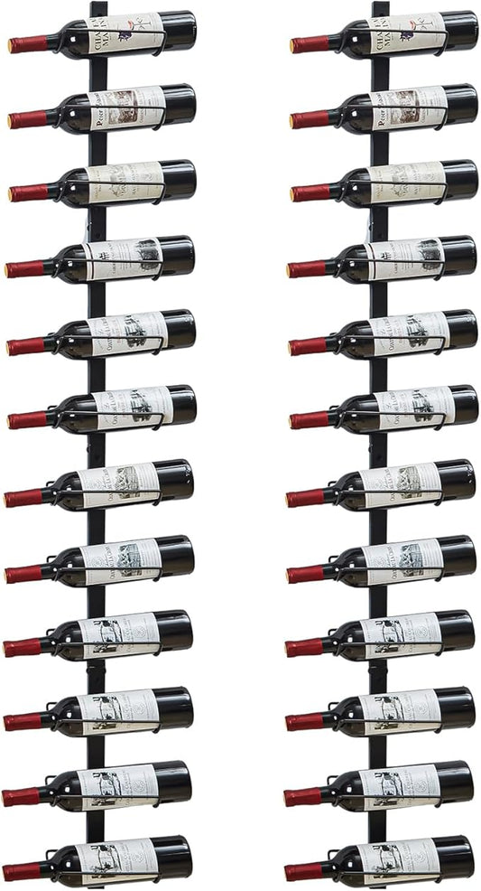 2 Pack 12 Bottle Wall Wine Rack for 24 Wine Bottles, DIY Detachable Wall Mount Wine Rack, Wine Storage Organizer Display Holder Used As One or Four, for Dining Room, Wine Cellar, New Year's Gift