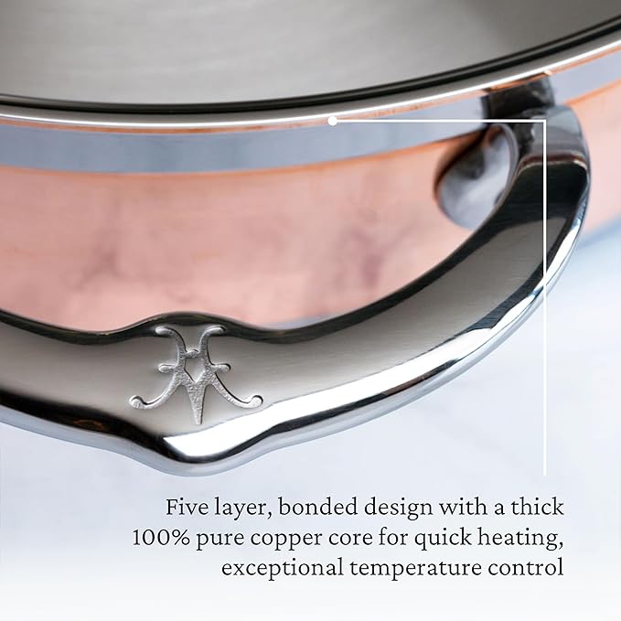 Hestan - CopperBond Collection - 100% Pure Copper Saut챕 Pan, Induction Cooktop Compatible, 3.5 Quart