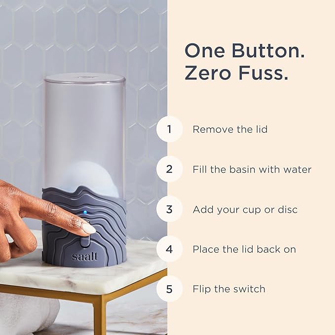 Saalt Menstrual Cup Steamer - Period Cup & Disc Sanitizer - Hands-Free Steam Sanitizer- No-Boil Design with Removable Power Cord - Compact & Portable - Rose Quartz