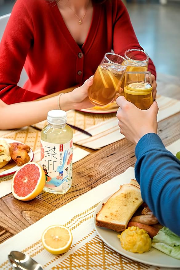 Tea PI Iced Tea ??Jasmine Green Tea, Grapefruit Sweet Iced Fruit Tea Bottles, Real Juice, -16.9 fl oz, 500mL, 15 Pack