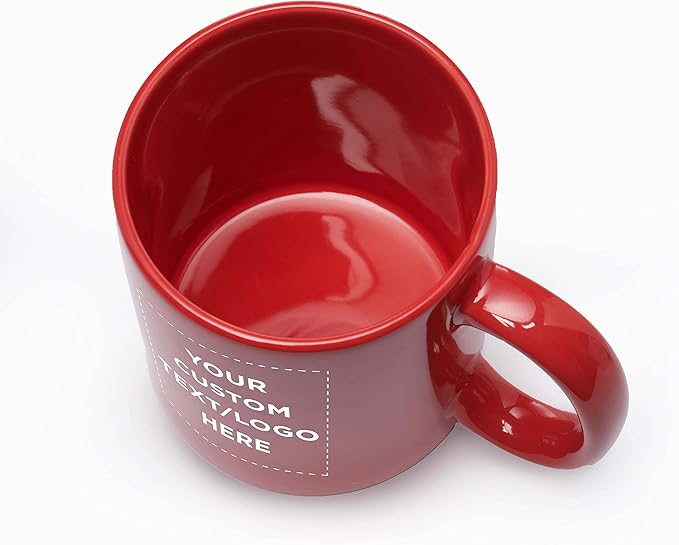 Custom Ceramic Coffee Mugs 11 oz. Set of 10, Personalized Bulk Pack - Coffee cup set, Iced coffee cup, Gaming mug - Red