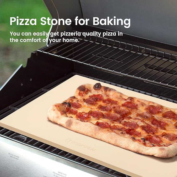 ROCKSHEAT Pizza Stone, Rectangular Extra Large 22" x 14" x 0.6" Pizza Stones for Oven Grill BBQ, Industrial Commercial Heavy Duty Cordierite Baking Stone for Pizza Bread, Outdoor Pizza Accessories