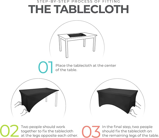 Utopia Kitchen Spandex Tablecloth 2 Pack [6FT, White] Tight, Fitted, Washable and Wrinkle Resistant Stretch Table Cloth Rectangle Cover for Trade Show, Weddings & Parties [72Lx30Wx30H Inch]