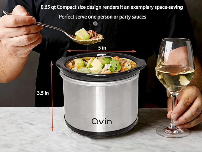 Mini Slow Cooker 0.65qt(20oz) warmer, fondue pot set,chocolate melting pot (stainless steel)??(S/S)