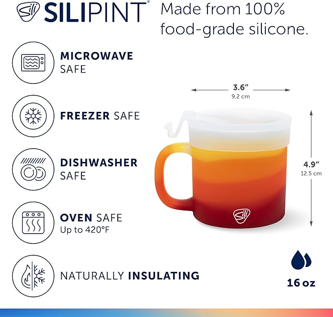 Silipint 16oz Silicone Coffee Mug Tumbler with Flip Lid ??Unbreakable Dishwasher Safe Microwave Oven & Freezer Compatible ??Non-Toxic Reusable Cup for Hot Coffee Tea or Cold Drinks (Marigold)