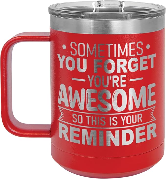 Spotted Dog Company Inspirational Travel Coffee Mug, Inspirational Gifts for Men Dad Father Wife Sister Women, Birthday For Him Her, You?셱e Awesome Tumbler, Teacher Coworker Gifts 15oz Red