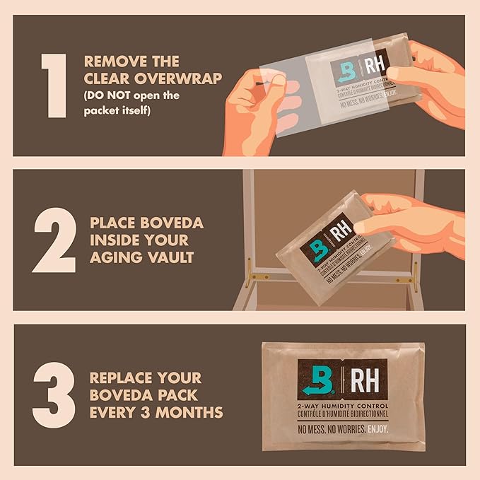 Boveda 72% Two-Way Humidity Control Pack For Large Wood Humidifier Boxes ??Size 320 ??Single ??Moisture Absorber ??Humidifier Pack ??Individually Wrapped Hydration Packet