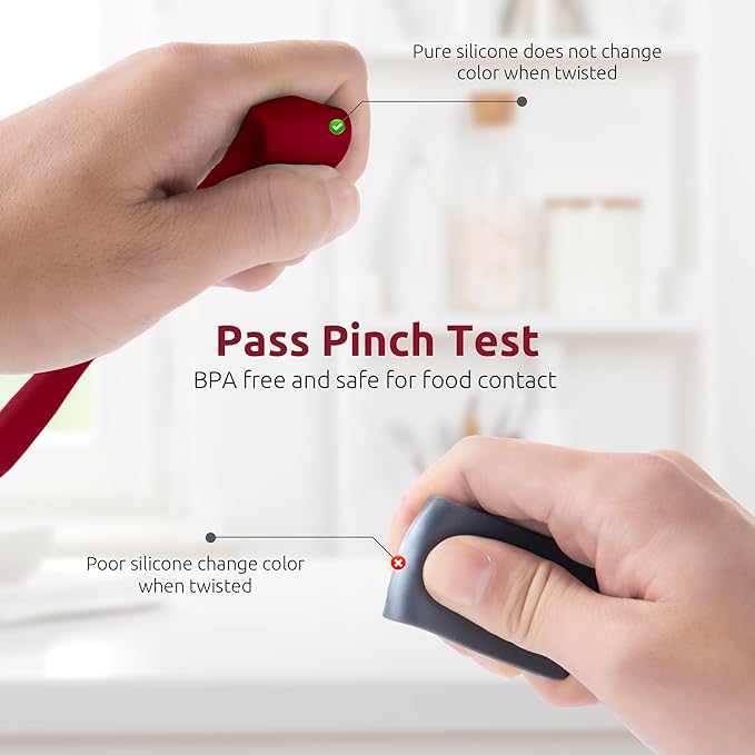 U-Taste Skinny Silicone Jar Spatula: 600쨘F Heat-Resistant Food-Grade 10in Long Narrow Sourdough Stirring Stick, Seamless Flexible Peanut Butter Spreader for Scraping Icing Bread Cream, Jam (Red)