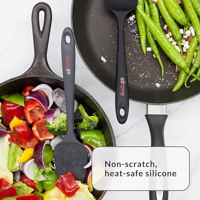 Elihome Chef Series 3 Piece Silicone Spatula Set - 600째F Heat Resistant Non Stick Rubber Kitchen Scraper Spatulas for Cooking, Baking, and Mixing ??BPA Free and LFGB Certified Silicone (Grey)