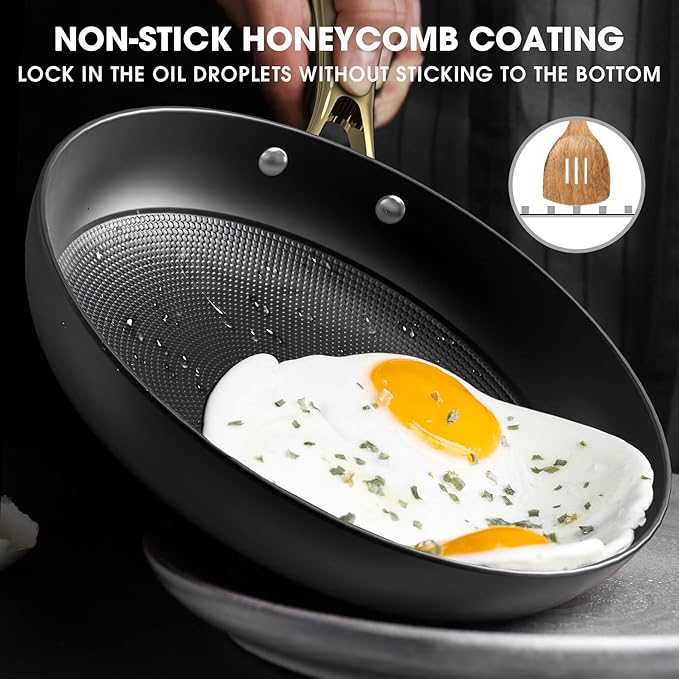 imarku Non Stick Frying Pans, Nonstick Cast Iron Skillets 3 Pcs - 8 Inch, 10 Inch and 12 Inch Nonstick Frying Pan Set, Professional Frying Pans Set, Frying Pan with Stay Cool Handle, Birthday Gifts