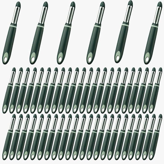 50 Pack Vegetable Potato Peeler for Kitchen,Ergonomic Soft-Touch Handle-Black (Aquamarine, 50 Pack)