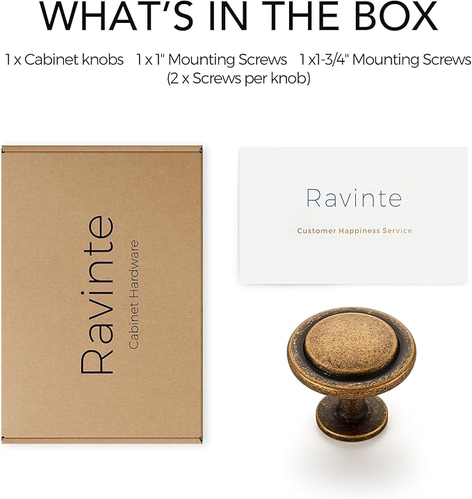 Ravinte 1 Pack 1-1/4 Inch Kitchen Cabinet Knobs Antique Brass Zinc Pulls Door Handles for Dresser Drawers