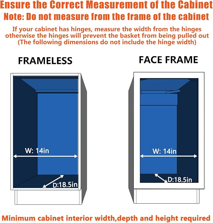 Pull Out Cabinet Organizer 13쩍" W x 18" D, Heavy Duty Cabinet Pull Out Shelves, Slide Out Drawers Organization for Kitchen Cabinets Bathroom