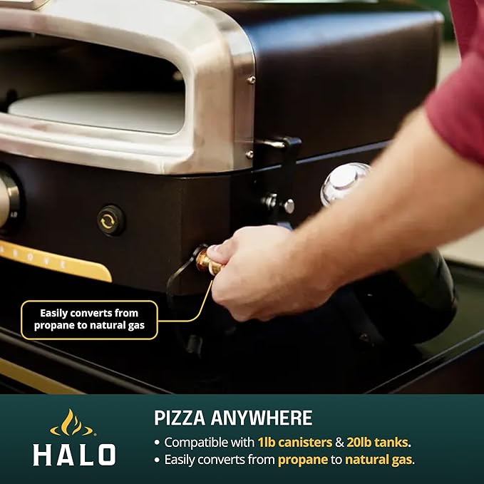 HALO Versa 16 Pizza Oven | 16??Rotating Stone, Patented Dual Burner System, 5-Minute Pizzas, Easy Clean | Propane Powered | HZ-1004-ANA