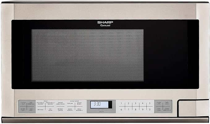 Sharp R1214TY 1.5 Cu. Ft. 1100W Over-the-Counter Microwave in Stainless Steel