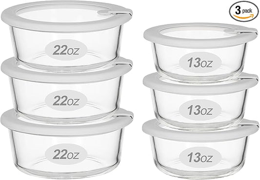 Glass Food Containers with Glass Lid (Grey-6RJ)